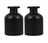 Beatifufu Botella Difusora de Vidrio Negra 100ml Cilíndrica, 2 Piezas | Aceites Esenciales y Fragancias, Acabado Moderno, Decorativo de Mesa, Uso en Dormitorios y Lavabo