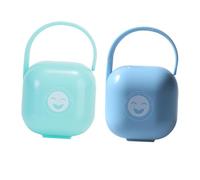 Beatifufu Caja para Chupetes de Ñiño Portátil y Protectora Asa, Resistente a Golpes y Polvo, Plástico Seguro para Viaje y Cuidado Infantil, Pack de 2 Unidades Colores y Estilos Aleatorios