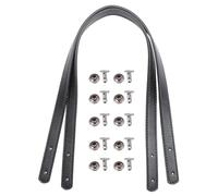 Beatifufu Correa para bolso, Correas de cuero PU para asas con remaches, 2 juegos, negro, accesorios para reparación de manijas, fácil de instalar, para decorar varios bolsos