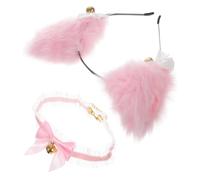 Beatifufu Diadema Orejas de Gato y Collar de Encaje Campanas Doradas, Tamaño Estándar, Accesorios para Disfraces de Gatos, para Niñas y Fiestas, Complemento de Cosplay