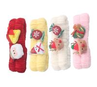 Beatifufu Diademas Elásticas De Franela Navideñas 4 Pcs Para Lavarse La Cara y Maquillaje, Cómodas y Adorables Para Mujer, Uso Spa y Cuidado Facial, Colores, y
