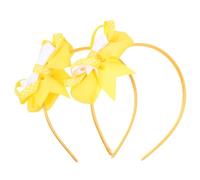 Beatifufu Diademas Pelo Lazo 2 Unidades Tamaño Niño Doble Capa Lunares Blanco y Amarillo Accesorio Divertido Para Niñas Uso Diario y Fiestas