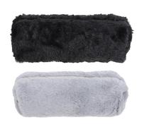 Beatifufu Estuche para Bolígrafos de Peluche 2 Piezas, Bolsa Octogonal Multifuncional Negra y Gris, Organizador Escolar Cremallera para Estudiantes y Material de Oficina
