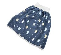 Beatifufu Falda De Pañal Para Entrenamiento De Orinal Falda De Pañal De Corto Azul Estampado De Oso Para Pequeños Adecuada Para Uso Nocturno y Protección Contra Fugas