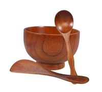 Beatifufu Herramientas para Faciales de Madera Natural Cuenco para Espátula y Cuchara para Cuidado DIY para Uso Spa y Hogar Accesorios Estéticos Duraderos y Elegantes