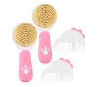 Beatifufu Juego de 2 Cepillo y Peine para Niña con Cerdas Suaves Diseño Seguro para Recién Nacidos Cuidado Delicado del Cabelludo para Registro de Bebés Rojo