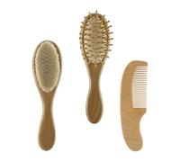 Beatifufu Juego de 3 Cepillos para Shower Cepillo de Lana para Baño de Ñiño con Mango de Bambú Tamaño Mini Ligero y Seguro para Cuidado y Limpieza Infantil