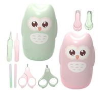 Beatifufu Juego De Cortaúñas y Tijeras Para Ñiño Con, Kit De Manicura Infantil Seguro y Suave, Con Estuche Búho, Colores Rosa y Verde, Adecuado Para Recién Nacidos y Niños Pequeños