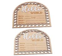 Beatifufu Letreros de Anuncio de Nacimiento Ñiño Hola Mundo de Madera Lisa 2 Piezas Decoración para Recién Nacido Guardería Recuerdo Ñiño