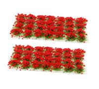 Beatifufu Mechones de Césped Artificial Miniatura Flores Estáticas Rojas 2 Cajas de Grupos de Vegetación para Maquetas de Trenes Escenografía de Juegos de Guerra y Decoración de Maquetas
