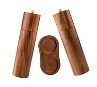 Beatifufu Molino Manual de Pimienta y Sal de Madera de Acacia con Núcleo Cerámico y Base para Especias para Cocina Picnic y Barbacoa de Caja Decorativa