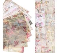 Beatifufu Pegatinas de Papel Vintage para Manualidades 16 Unidades de Gran Tamaño Diseño Retro Estilo Inglés Papel Decorativo para Álbumes de Recortes y Scrapbooking