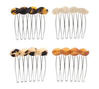 Beatifufu Peines Laterales Pequeños de Acetato para Recoger el Pelo Mitad, Fuerte Agarre y Diseño Curvo Elegante para Uso Diario y Viajes, Pack de 4 Unidades