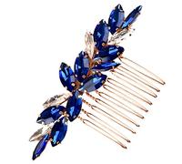 Beatifufu Peineta de Cristal Azul Aleación Elegante y Fácil de Poner para Boda Accesorios Cabello de Novia y Damas en Banquetes y Navidad