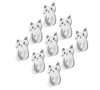 Beatifufu Percha adhesiva en forma de gato, 9 ganchos blancos de ABS, almacenamiento cómodo para baño y colgar toallas Color Aleatorio