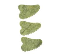 Beatifufu Tablero de Guasha Facial de Jade Verde 3 Piezas en Forma de Corazón, Herramienta de Masaje Gua Sha de Cuerno Grueso para Cuidado de Piel, Antiedad y Spa en Casa