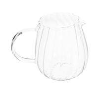 Beatifufu Taza de Leche Transparente de Vidrio con Diseño Rayado Distribuidor para Té y Leche Vaso Pequeño para Uso Doméstico Elegante y Funcional