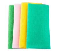 Beatifufu Toallas de Ducha Exfoliantes de Nailon 4 Piezas Tamaño Largo para Cuerpo Adultos Uso Diario Limpieza Spa Anilla para Colgar Tonos Mixtos Color Aleatorio
