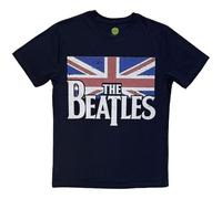 Beatles - the - T-Shirt # L Unisex Blue # Drop T Logo & Vintage Flag
