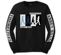 Beatles the - T-Shirt Maniche Lunghe # L Unisex Black # Abbey Road Colours Crossing