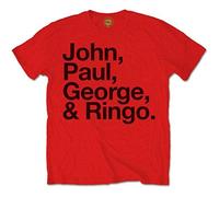 Beatles the - T-Shirt # S Red Unisex # John, Paul, George & Ringo