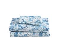 Beatrice Home Fashions Coastal Print - Juego de sábanas de Microfibra Suave, cómodo, Bolsillos Profundos de 30,5 cm, tamaño King, Tortugas náuticas