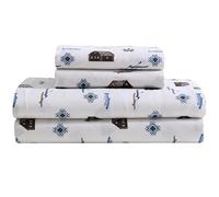 Beatrice Home Fashions Cozy Cabin - Juego de sábanas de Microfibra de 4 Piezas con Bolsillos Profundos, diseño rústico a Cuadros, Ciervo, día del Lago