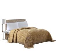 Beatrice Home Fashions Medallion - Colcha de felpilla, tamaño Queen, Dorado
