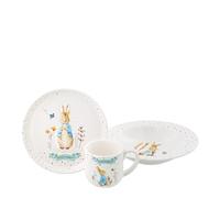 Beatrix Potter Vajilla de 3 piezas, color blanco con detalles pastel