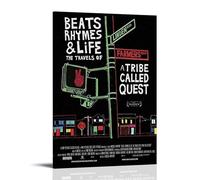 Beats, Rhymes And Life A Tribe Called Quest (1) Póster decorativo para pared, lienzo estético, vintage, pintura decorativa para sala de estar, dormitorio, 60 x 90 cm, estilo marco-11