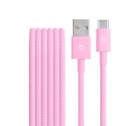 Beats USB-A a USB-C Cable trenzado (1,5 m), carga rápida, diseño duradero que no se enreda, permite cargar dispositivos Apple y Android con USB-C - Rosa intenso