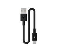 Beats USB-A a USB-C Cable trenzado corto, carga rápida, diseño duradero que no se enreda, permite cargar dispositivos Apple y Android (20 cm) - Negro Carbón