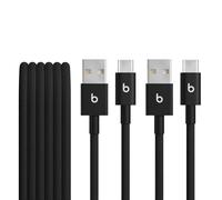 Beats USB-A a USB-C Paquete de dos cables trenzados, carga rápida, diseño duradero que no se enreda, permite cargar dispositivos Apple y Android (1,5 m) - Negro Carbón