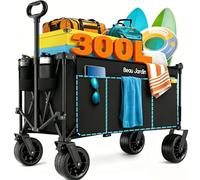 BEAU JARDIN XXL Carro Playa Plegable 300L 200 kg con Freno - Ruedas Grandes 18cm x 10cm, Mango Ajustable - para Jardín, Camping, Mercado y Transporte