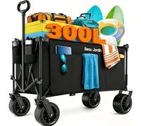 BEAU JARDIN XXL Carro Playa Ruedas Grandes 300L 200kg con Freno Carrito Plegable Transporte para Jardín Playa Campaña Compra al Aire Libre Carreta con Bolsa de Cubierta Ruedas, Mango Ajustable
