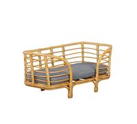 BEAU RIVAGE Cesta Rectangular Selene para Perro y Gato de ratán Cojín Gris