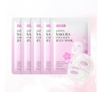 BeauBase Sakura Mascarillas de Colageno Facial 5 Piezas | Mascarillas Faciales Hidratantes y Calmantes, Deep Collagen Hydration Face Mask para Hidratante Iluminador SPA Fiesta