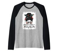 Beauceron Kinda Busy Being A Dog Mom Funny Messy Bun Camiseta Manga Raglan