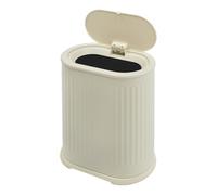 Beaudreaul Cubo de basura con tapa, 6 l, estrecho con recipiente interior, pequeño cubo de basura de oficina, cocina Dustbin, para cocinas, baños, oficinas, etc. (blanco leche)