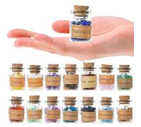 BeauFairy 15PCS Mini Botellas de Vidrio para Piedras Deseos,Sin Perforar, Piedras Preciosas de Cristal de Piedras Preciosas Curativas Reiki, para Hacer Joyas y Decoración del Hogar