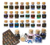 BeauFairy 24PCS Mini Botellas de Vidrio para Piedras Deseos,Sin Perforar, Piedras Preciosas de Cristal de Piedras Preciosas Curativas Reiki, para Hacer Joyas y Decoración del Hogar