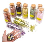 BeauFairy 9PCS Mini Botellas de Vidrio para Piedras Deseos,Sin Perforar, Piedras Preciosas de Cristal de Piedras Preciosas Curativas Reiki, para Hacer Joyas y Decoración del Hogar