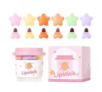 BeauFairy Mini Estrella Juego de Lápiz Labial en Cápsula, 6 Colores, Lindo Impermeable Duradero Terciopelo Lipstick, Pequeño y Portátil Lip Gloss, Navidad Regalo Ideal para Novias, Esposas (A)