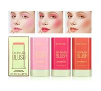BeauFairy Stick Colorete en Crema, 2 Piezas, 3-in-1 Mate Cheek Blush, Fácil de Usar, Ligero y Transpirable, Larga Duración, Prueba de Manchas, Natural, Barra de Rubor para Ojos Labios Mejillas, 01+02