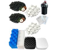 beaufan Juego de 24 filtros de acuario compatibles con filtros Fluval 206/207, filtro de espuma orgánica de repuesto, carbón activado y anillos de cerámica (juego de 2 para el cuidado regular)