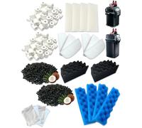 beaufan Juego de 24 filtros de repuesto compatibles con Fluval 106 y 107 | Bio-Foam Max, Carbón Activado, Anillos Cerámicos, Filtrado Biológico, Filtrado Mecánico