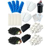 beaufan Juego de 24 filtros de repuesto compatibles con Fluval 206 y 207 | Bio-Foam Max, Carbón Activado, Anillos Cerámicos, Filtrado Biológico, Filtrado Mecánico