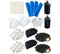 beaufan Juego de 24 filtros de repuesto compatibles con Fluval 406 y 407 | Bio-Foam Max, Carbón Activado, Anillos Cerámicos, Filtrado Biológico, Filtrado Mecánico