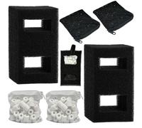beaufan Juego de 7 filtros de filtro compatibles con acuarios Fluval Flex 15G (57 litros), incluye 2 recambios de carbón activo, 2 insertos de filtro de espuma, 2 anillos de cerámica (Biomax) y 1