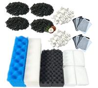beaufan Paquete de 38 filtros de acuario compatibles con filtros Fluval 406/407, incluye bioespumas de repuesto, carbón activado y anillos de cerámica (2 juegos de mantenimiento)